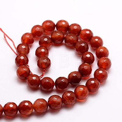 Dyed Natural Agate Faceted Round Beads Strands G-E320B-8mm-08-1