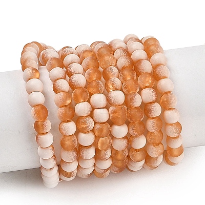 Frosted Crackle Glass Beads Strands GLAA-U001-4mm-M10-1