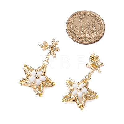 Glass Star Stud Earrings EJEW-MZ00256-04-1