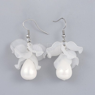 Petal Transparent Acrylic Dangle Earrings EJEW-JE03308-1