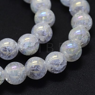 Electroplated Natural Crackle Quartz Crystal Beads Strands G-K285-08-8mm-1