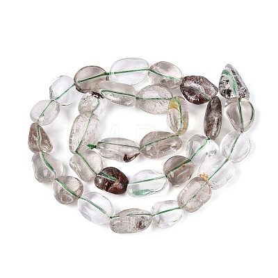Natural Green Lodolite Quartz/Garden Quartz/Green Phantom Quartz Beads Strands G-N362-15A-01-1