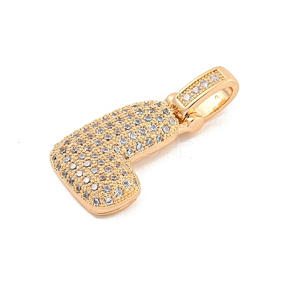 Brass Micro Pave Clear Cubic Zirconia Pendants KK-B099-01G-L-1