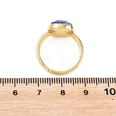 Natural Lapis Lazuli Finger Rings with Brass Findings G-H353-04G-02-1