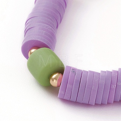 Polymer Clay Heishi Beads Stretch Charm Bracelets BJEW-JB05912-1