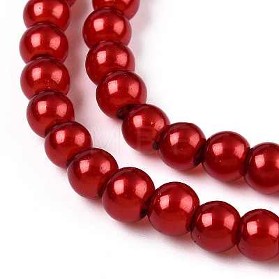 Baking Painted Pearlized Glass Pearl Round Bead Strands X-HY-Q003-4mm-74-1