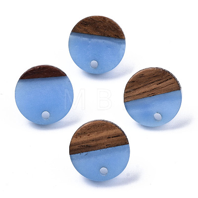 Resin & Walnut Wood Stud Earring Findings MAK-N032-007A-H02-1