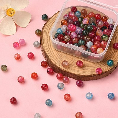 130Pcs Dyed Natural Multi-Color Agate Beads Strands G-YW0001-29B-1