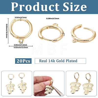 20Pcs Brass Huggie Hoop Earrings Findings KK-SC0008-06-1