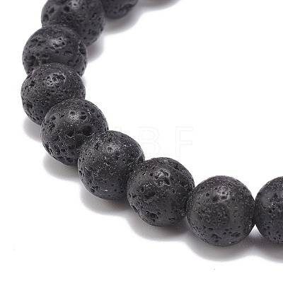 Natural Lava Rock & Synthetic Hematite & Acrylic Beaded Stretch Bracelet BJEW-JB08553-04-1