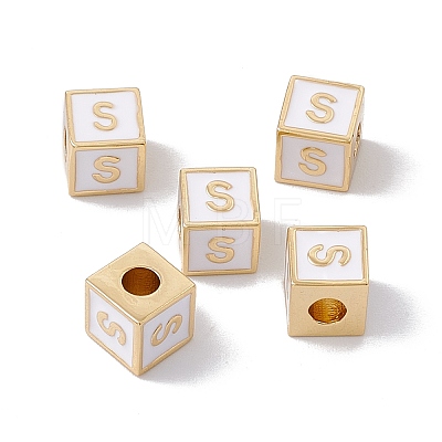 Rack Plating Brass Enamel Beads KK-B060-04G-04S-1