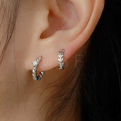 S925 Sterling Silver Leaf Hoop Earrings Fashionable and Delicate Ear Jewelry FP4888-2-1