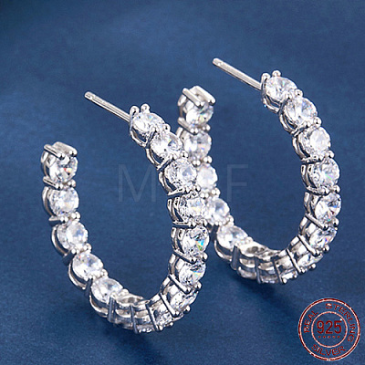 Rhodium Plated 925 Sterling Silver Ring Stud Earrings RE2963-1-1