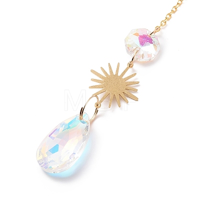 Crystal Chandelier Glass Teardrop Pendant Decorations HJEW-D029-04G-1