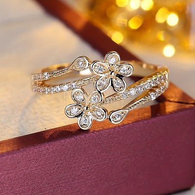 Brass Micro Pave Cubic Zirconia Finger Rings WG493E8-01-1