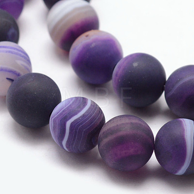 Natural Striped Agate/Banded Agate Bead Strands X-G-K166-12-10mm-02-1