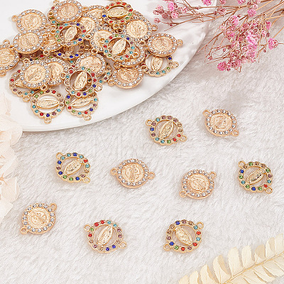 GOMAKERER 40Pcs 2 Styles Flat Round Alloy Connector Charms FIND-GO0001-33-1