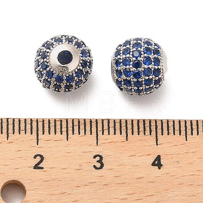 Rhodium Plated 925 Sterling Silver Micro Pave Cubic Zirconia Beads STER-H110-24C-05P-1