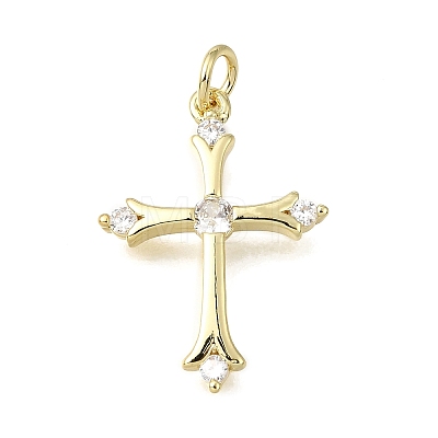 Easter Brass Clear Cubic Zirconia Pendants KK-G602-01G-1