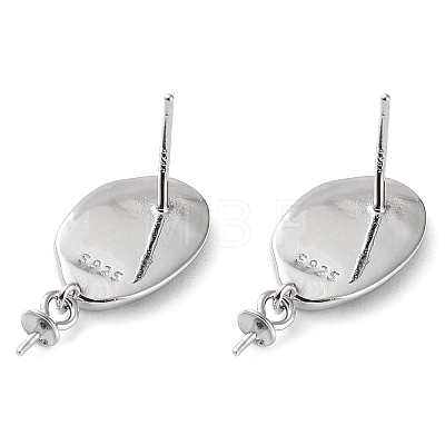Rhodium Plated 925 Sterling Silver Stud Earring Findings STER-G036-04P-1