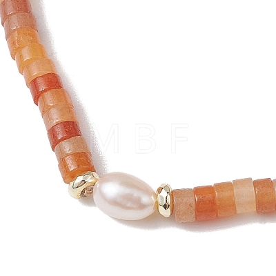 Natural Red Aventurine and Pearl Beads Btacelets BJEW-JB10681-04-1