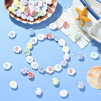 80Pcs 2 Styles Opaque Acrylic Beads SACR-YW0002-18-1