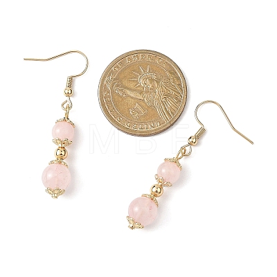 Natural Rose Quartz Round Dangle Earrings EJEW-JE06822-02-1