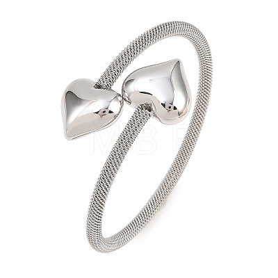 304 Stainless Steel Mesh Chain Bangles for Women BJEW-D460-05P-1