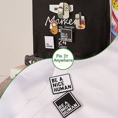 4Pcs 4 Style Be A Nice Human & Be Kind Enamel Pin JEWB-SZ0001-16-1