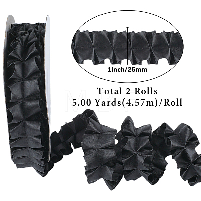 Pleated Solid Color Double-Sided Polyester Lace Trim DIY-WH20002-138F-1