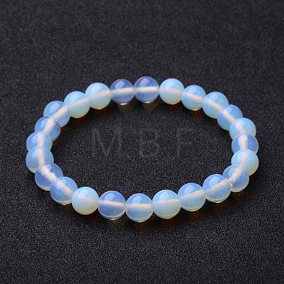 Opal Round Beaded Stretch Bracelets BJEW-F203-01-1