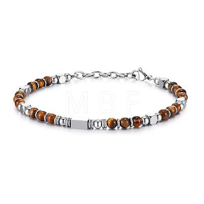 Adjustable 304 Stainless Steel Gemstone Beaded Bracelets FS-WG23DE2-02-1