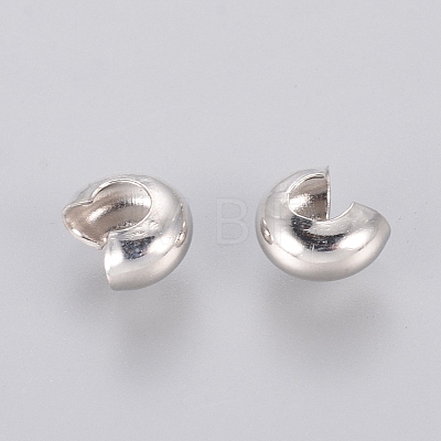 Platinum Color Ringent Round Brass Crimp Beads Covers X-EC266-NF-1