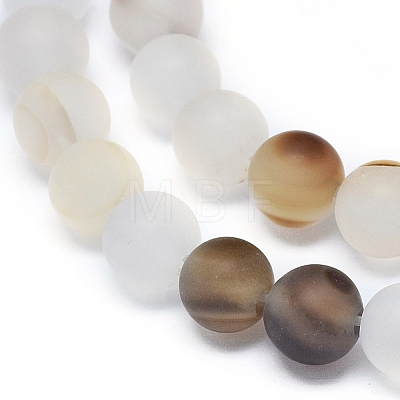 Natural Dendritic Agate Beads Strands G-D0005-21-6mm-1