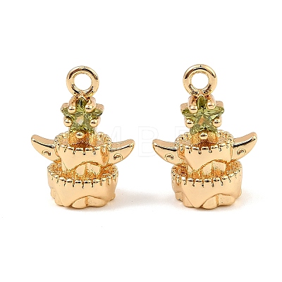 Brass Micro Pave Cubic Zirconia Charms KK-C155-17G-04-1