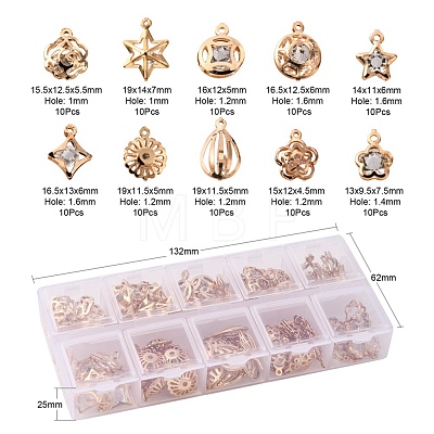 100Pcs 10 Style Rack Plating Eco-Friendly Iron Charms IFIN-YW0001-29-1