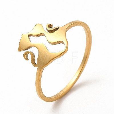 304 Stainless Steel Double Cat Finger Ring for Women RJEW-K239-04G-1