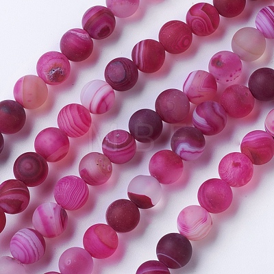 Natural Grade A Striped Agate/Banded Agate Beads Strands G-E478-01-8mm-1