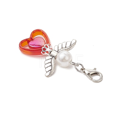 ABS Plastic Imitation Pearl & Transparent Acrylic Pendants Decorations HJEW-JM03603-02-1