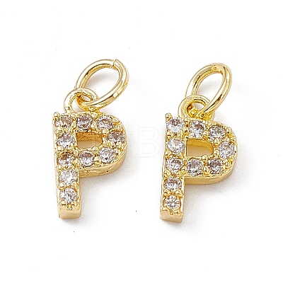 Real 18K Gold Plated Brass Micro Pave Clear Cubic Zirconia Charms KK-E068-VB452-P-1