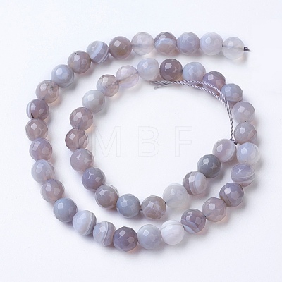Natural Banded Agate Beads Strands G-G754-02-8mm-1
