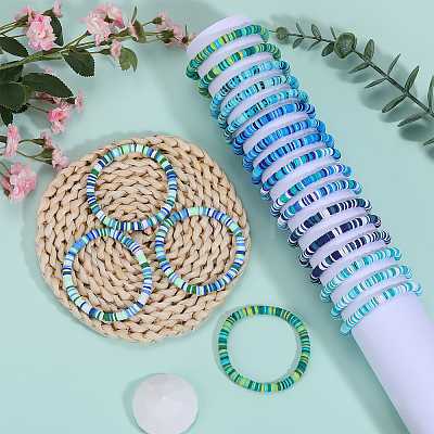 Handmade Polymer Clay Heishi Surfer Stretch Bracelets Set BJEW-SW00099-03-1