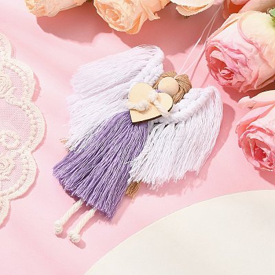 Angel Handmade Woven Macrame Cotton Thread Pendant Decorations HJEW-JM02454-02-1