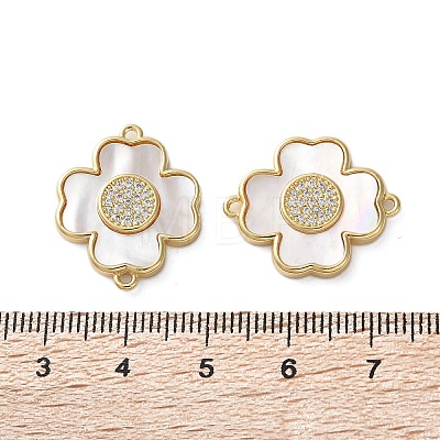 Brass Micro Pave Clear Cubic Zirconia Cross Connector Charms KK-U070-09B-G-1