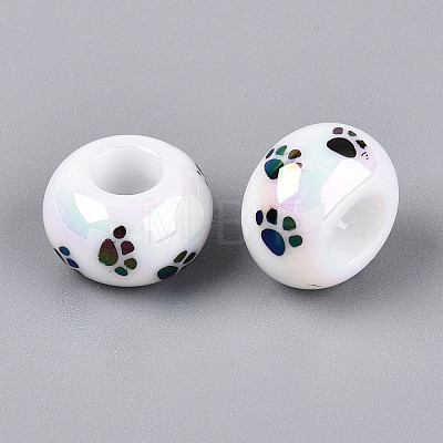 UV Plating Printed Opaque Acrylic European Beads MACR-N018-05A-1