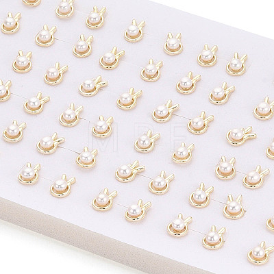 Brass & Natural Pearl Stud Earrings PEAR-N020-WX05-1