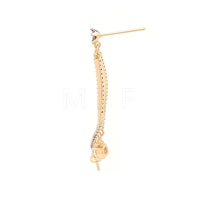 Brass Pave Clear Cubic Zirconia Stud Earring Findings KK-N216-547-1