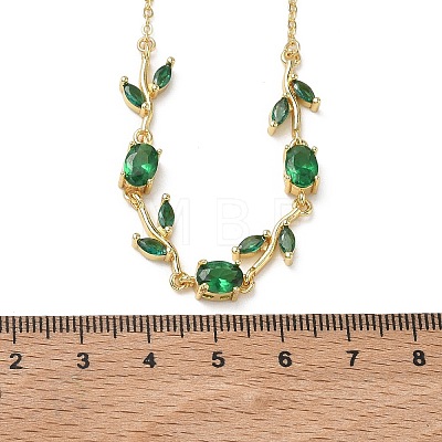 Brass Pave Cubic Zirconia Rose Flower Link Cable Chain Necklaces for Women NJEW-C121-05B-08G-1