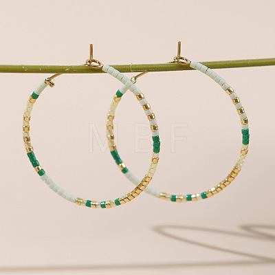 Handmade Glass Seed Beads Hoop Earrings HQ0649-3-1