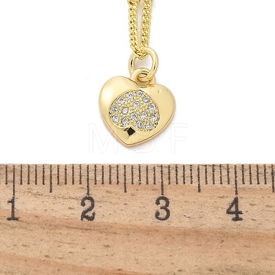 Brass Micro Pave Clear Cubic Zirconia Heart Pendant Necklaces for Women NJEW-M088-02G-02-1